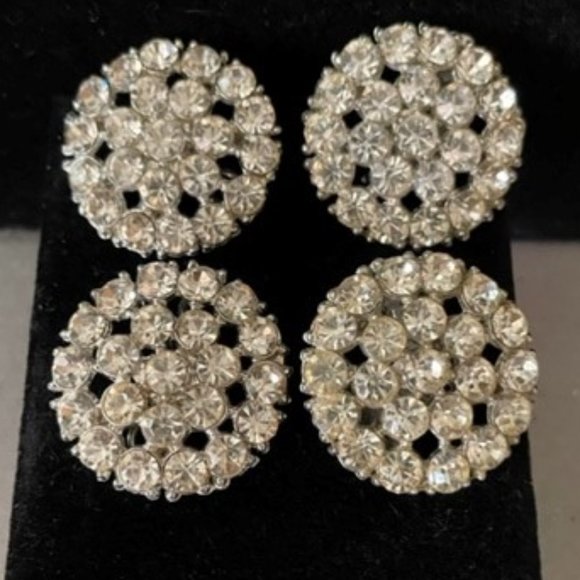 4 Rhinestone High Dome Buttons from the 1930's Each One Beautiful and Perfect - Picture 2 of 7